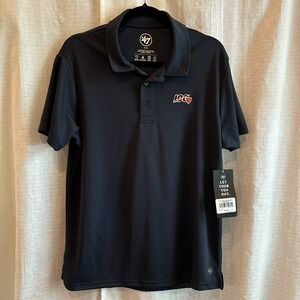 Chicago Bears '47 Brand Mens Dri Fit Football Polo Shirt M Navy Blue Orange NWT